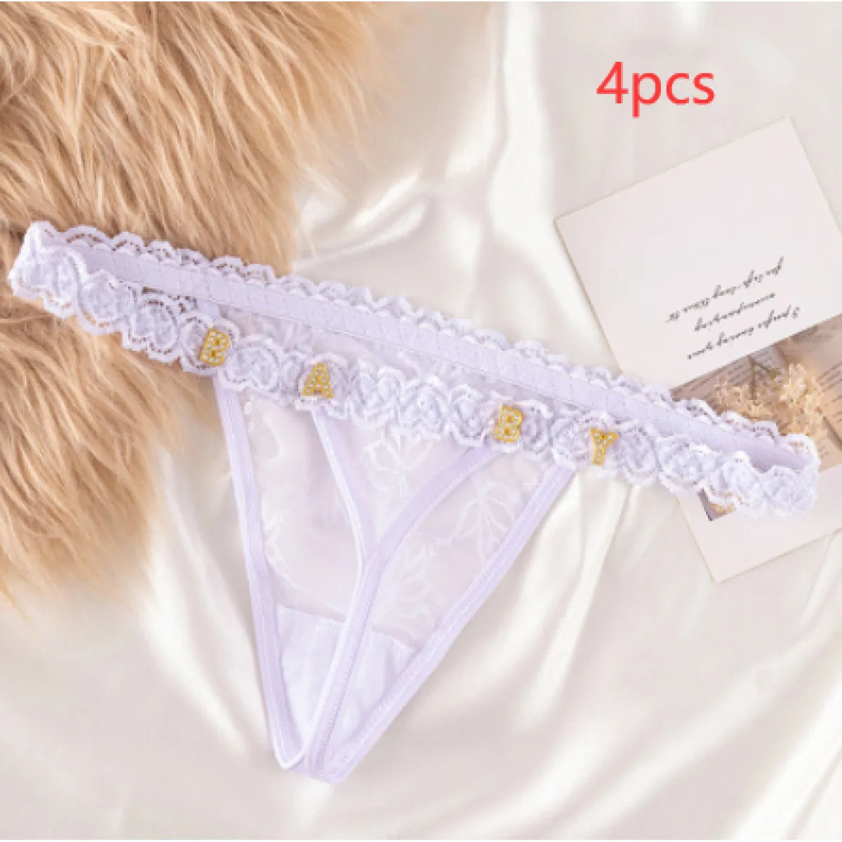 Women's Lace Transparent Rhinestone Letter Shorts WEM Support (www.WEM.support)