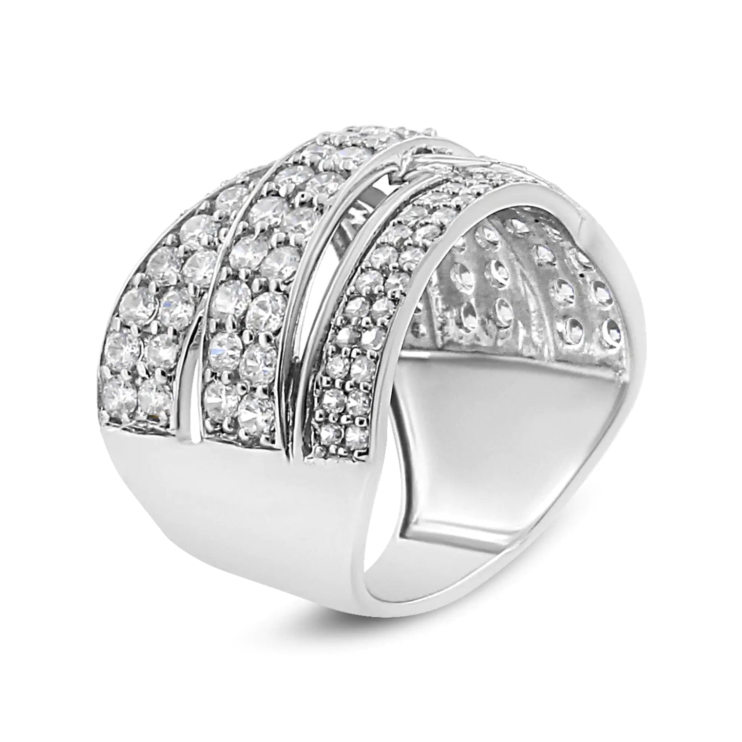 .925 Sterling Silver 2.00 Cttw Round-Cut Diamond Overlapping Bypass Band Ring (I-J Color, I2-I3 Clarity) WEM Support (www.WEM.support)