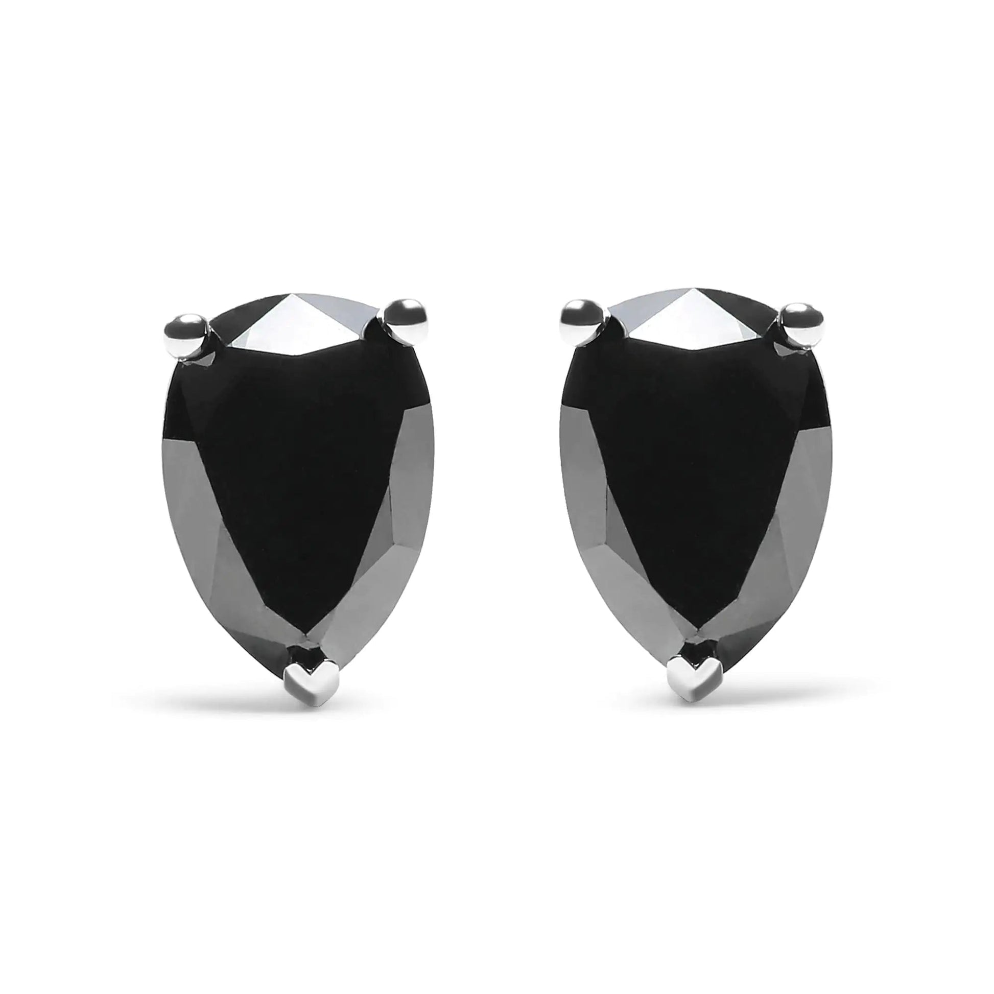 14K White Gold 2.00 Cttw Pear Cut Black Diamond Stud Earrings WEM Support (www.WEM.support)