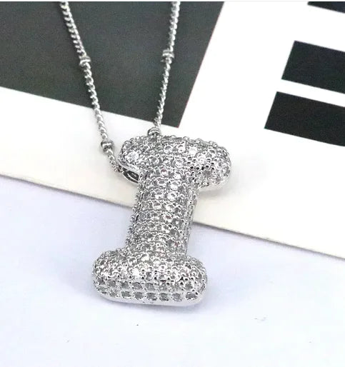 Brass Zircon Letter Necklace WEM Support (www.WEM.support)