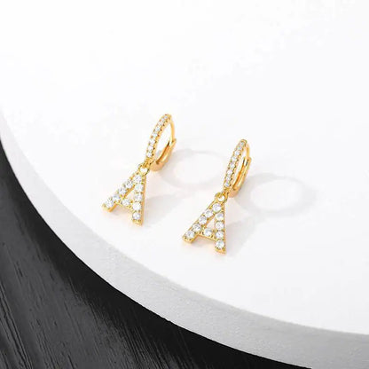Crystal Initial Drop Earrings WEM Support (www.WEM.support)
