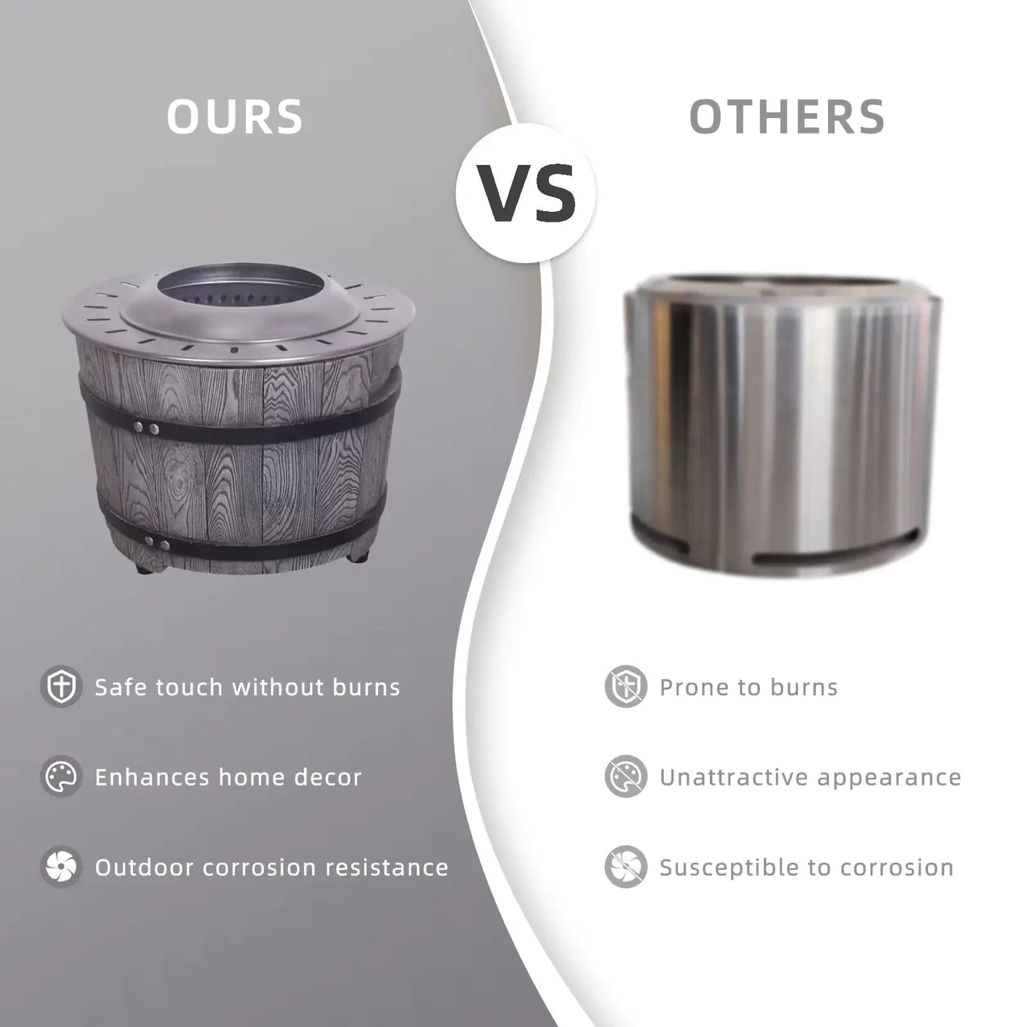 Smokeless Firepit With Wood Pellet Twig Wood As The Fuel, Wood Look WEM Support (www.WEM.support)