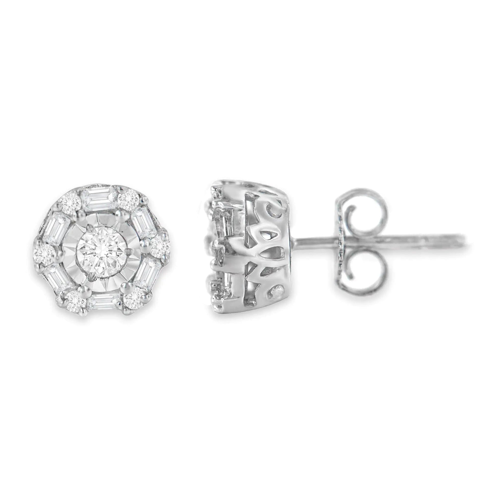 10K White Gold Diamond Stud Earring (1/2 cttw, I-J Color, I3 Clarity) WEM Support (www.WEM.support)