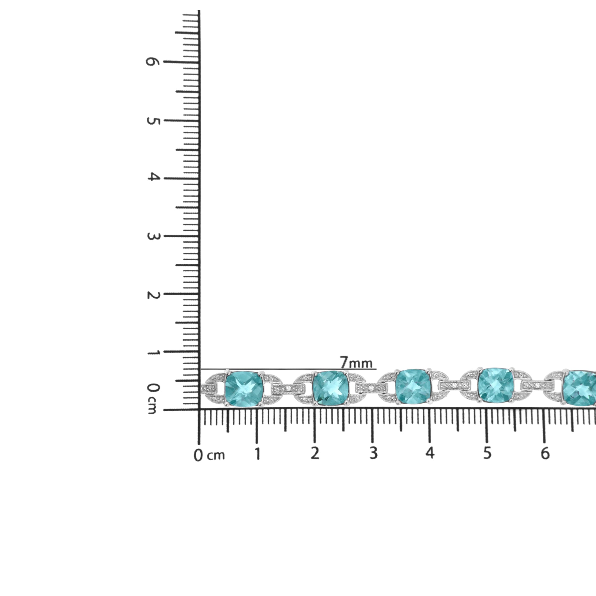 .925 Sterling Silver 7x7 mm Cushion Cut Blue Topaz and 1/20 cttw Round Cut Diamond Fashion Tennis Bracelet (I-J Color, I1-I2 Clarity) - 7" WEM Support (www.WEM.support)