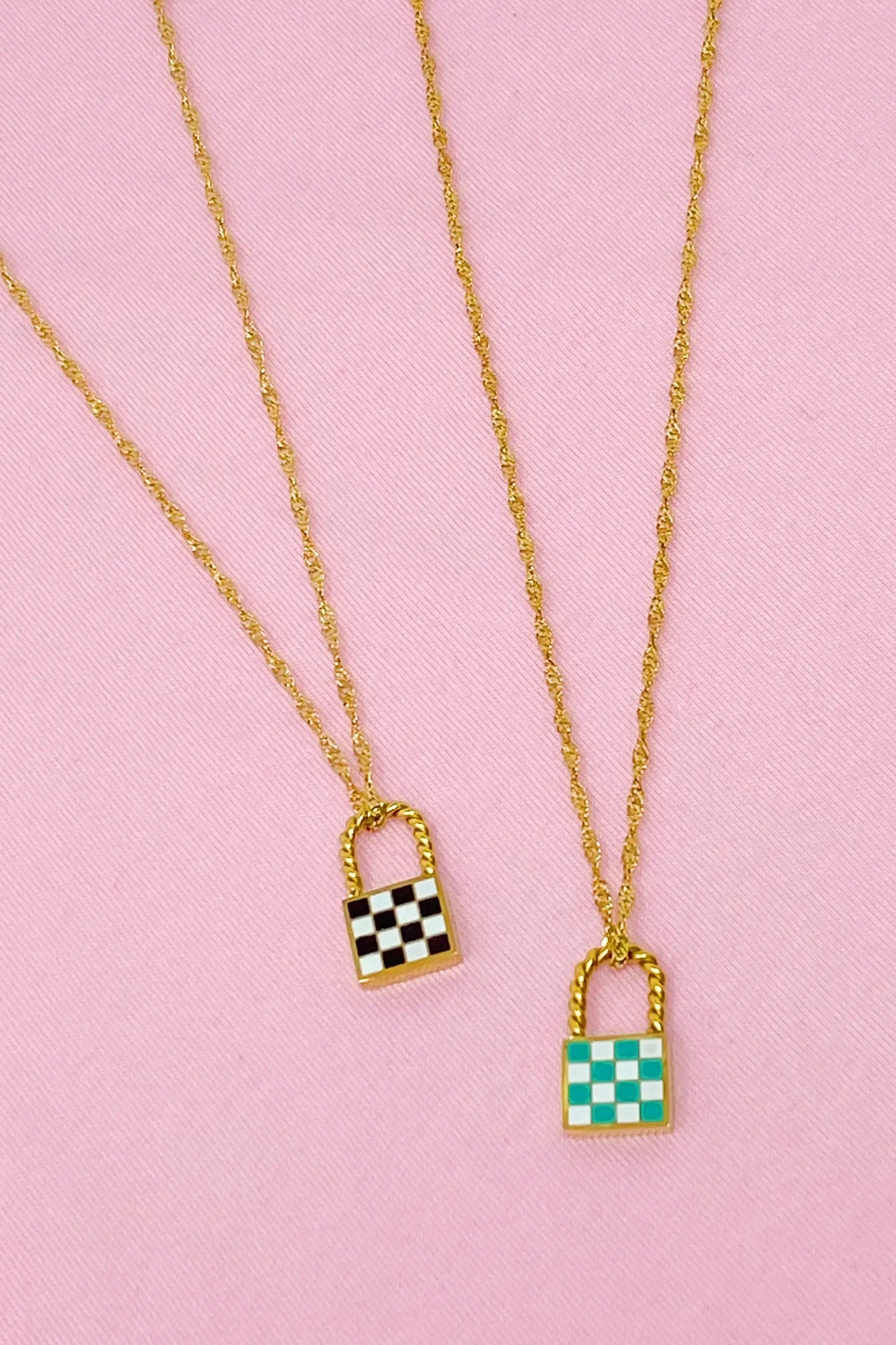 Checkered Locket Necklace WEM Support (www.WEM.support)