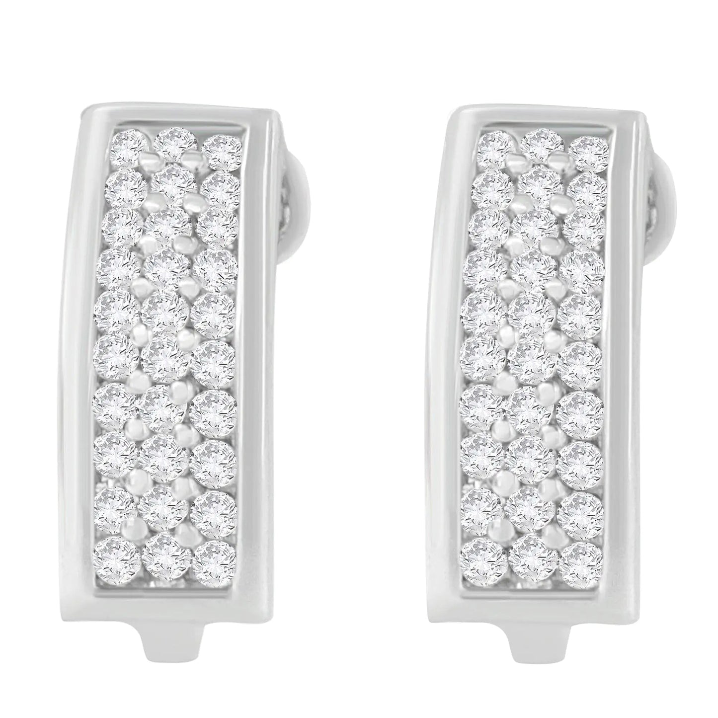 14K White Gold 1 cttw Round Cut Diamond Earrings (H-I, SI1-SI2) WEM Support (www.WEM.support)