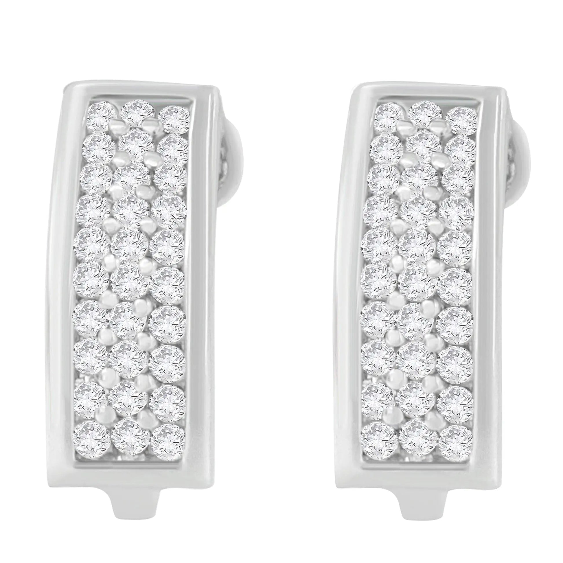 14K White Gold 1 cttw Round Cut Diamond Earrings (H-I, SI1-SI2) WEM Support (www.WEM.support)