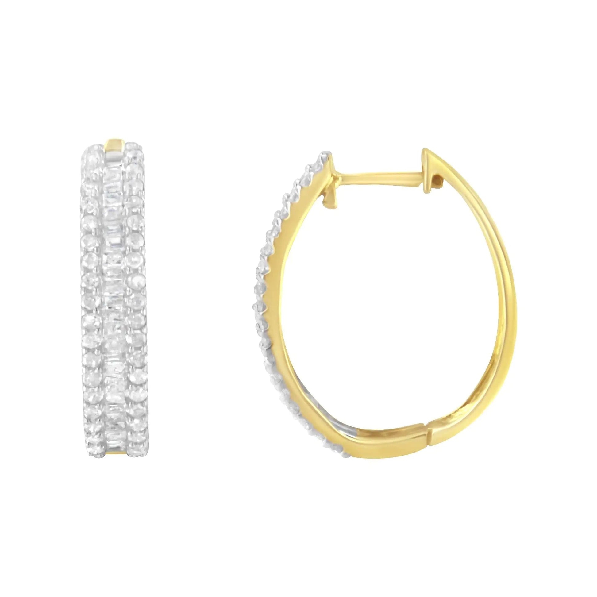 10K Yellow Gold Diamond Hoop Earring (3/4 cttw, I-J Color, I2-I3 Clarity) WEM Support (www.WEM.support)