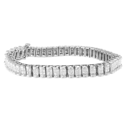 14K White Gold 3.0 Cttw Princess Cut Quad Invisible Set Tennis Bracelet (H-I Color, SI2-I1 Clarity) - 7” WEM Support (www.WEM.support)