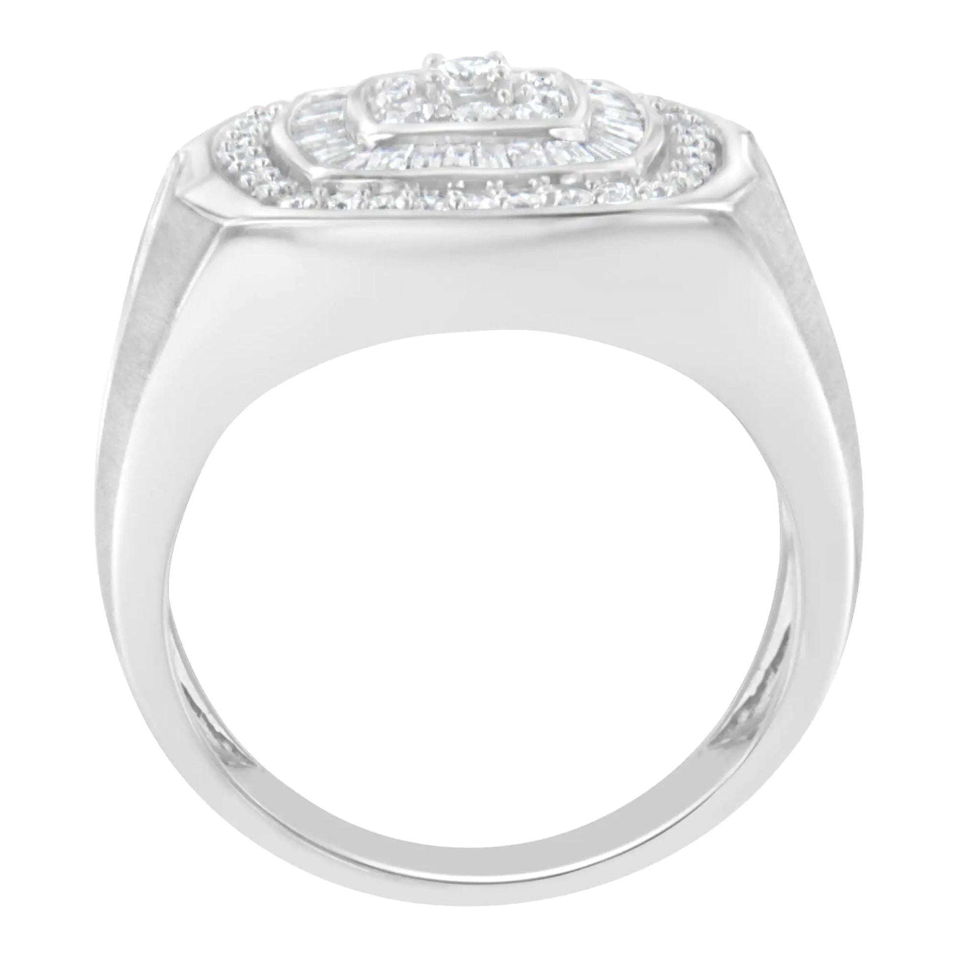 14K White Gold Men's Diamond Band Ring (1 cttw, H-I Color, SI1-I2 Clarity) WEM Support (www.WEM.support)