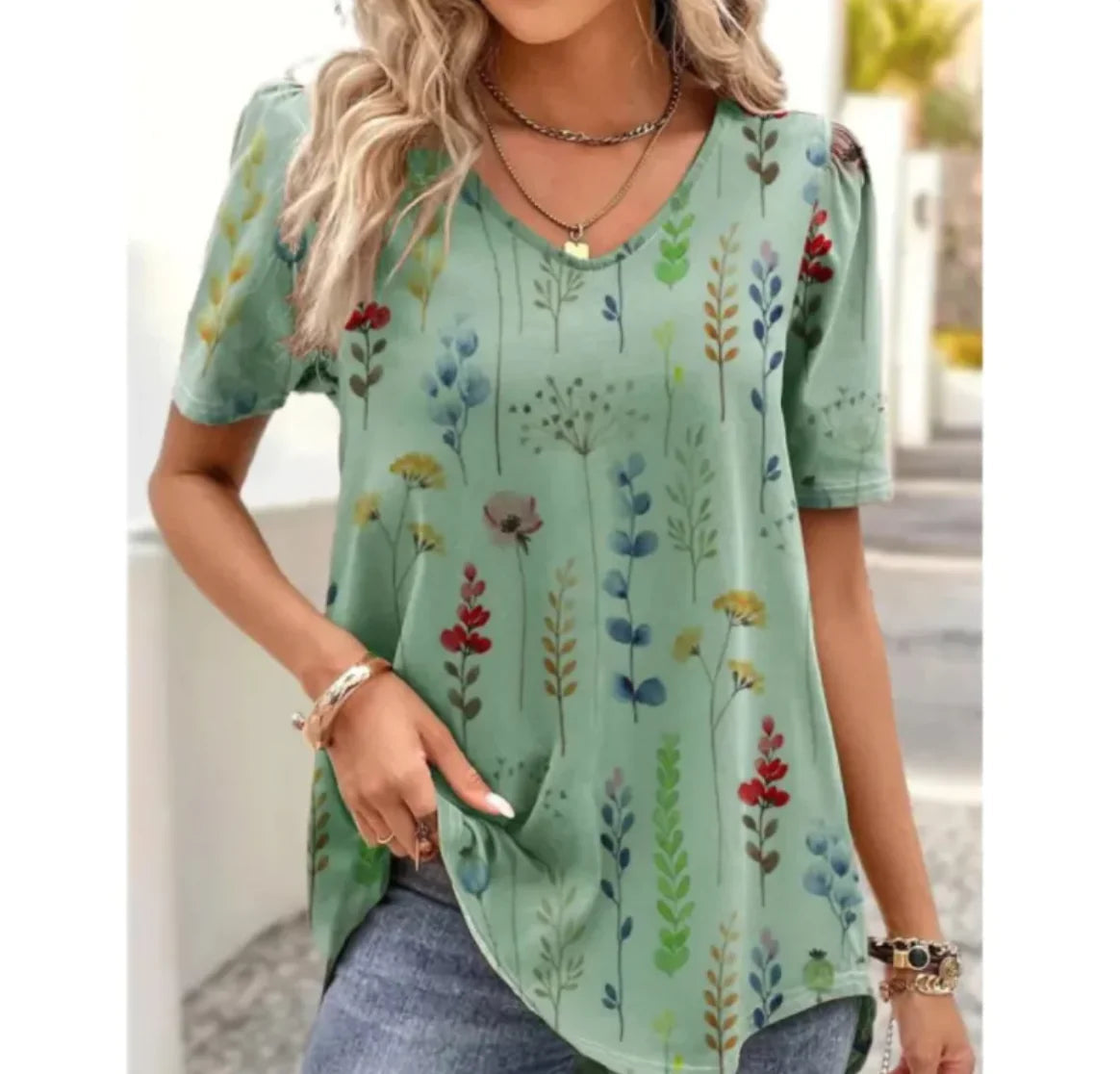 Women's Summer V-Neck Casual Top WEM Support (www.WEM.support)