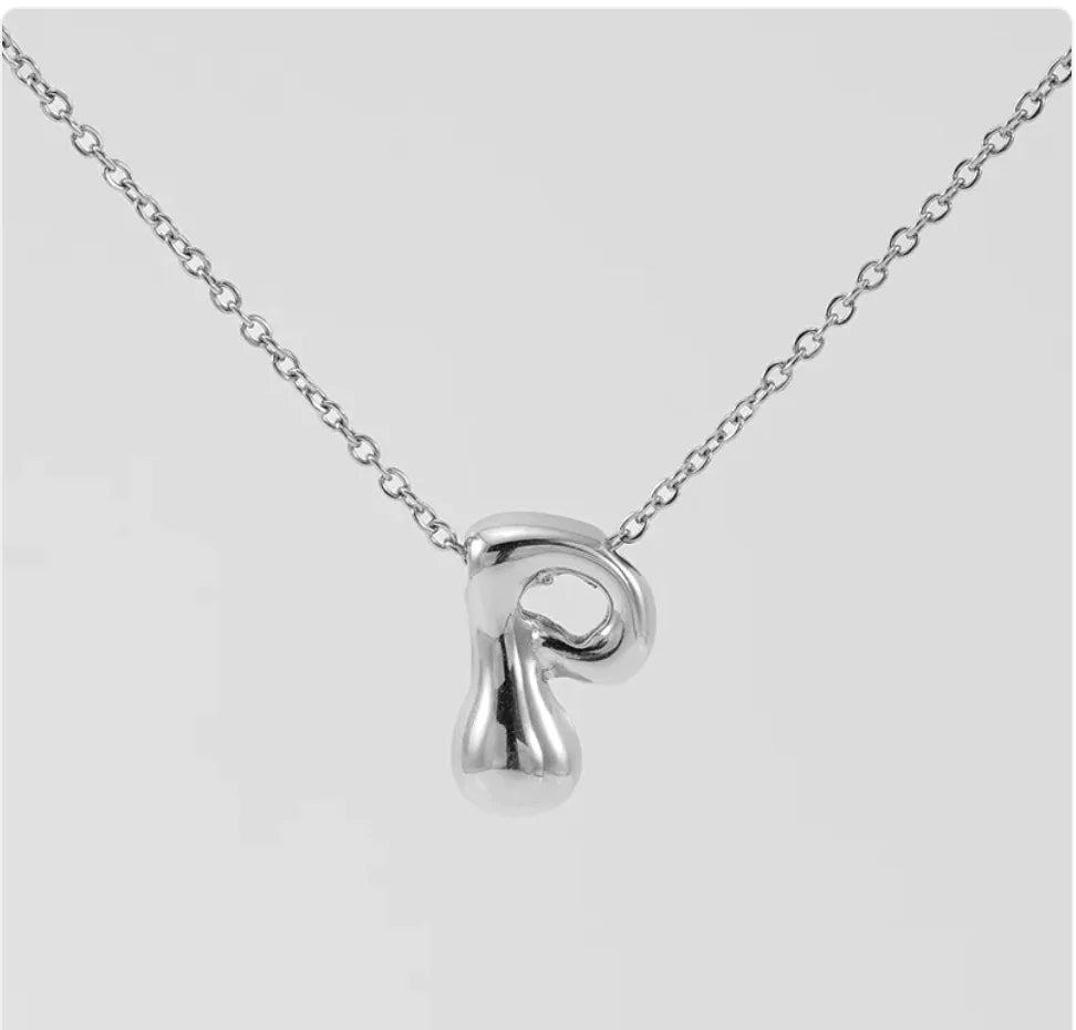 Women's Glossy Bubble Letter Pendant Necklace WEM Support (www.WEM.support)