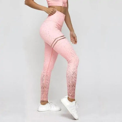 High Waisted Glittered Workout Leggings WEM Support (www.WEM.support)