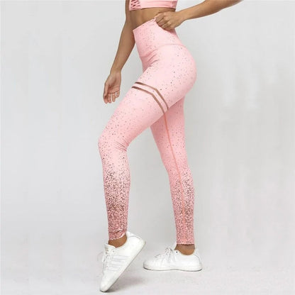 High Waisted Glittered Workout Leggings WEM Support (www.WEM.support)