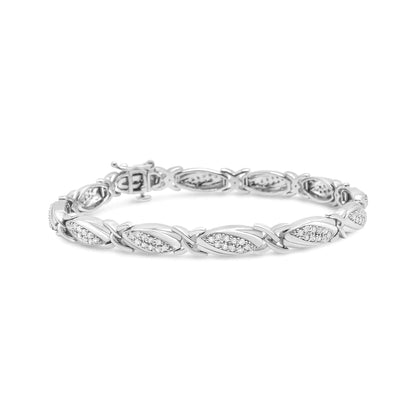 .925 Sterling Silver 1.00 Cttw Round Diamond X-Link Bracelet (I-J Color, I2-I3 Clarity) - Size 7.25" WEM Support (www.WEM.support)