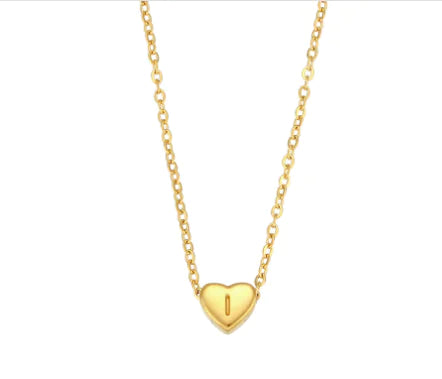 Heart Charm Gold Necklet - Initial Love HejK.com Marketplace LLC