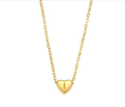Heart Charm Gold Necklet - Initial Love HejK.com Marketplace LLC