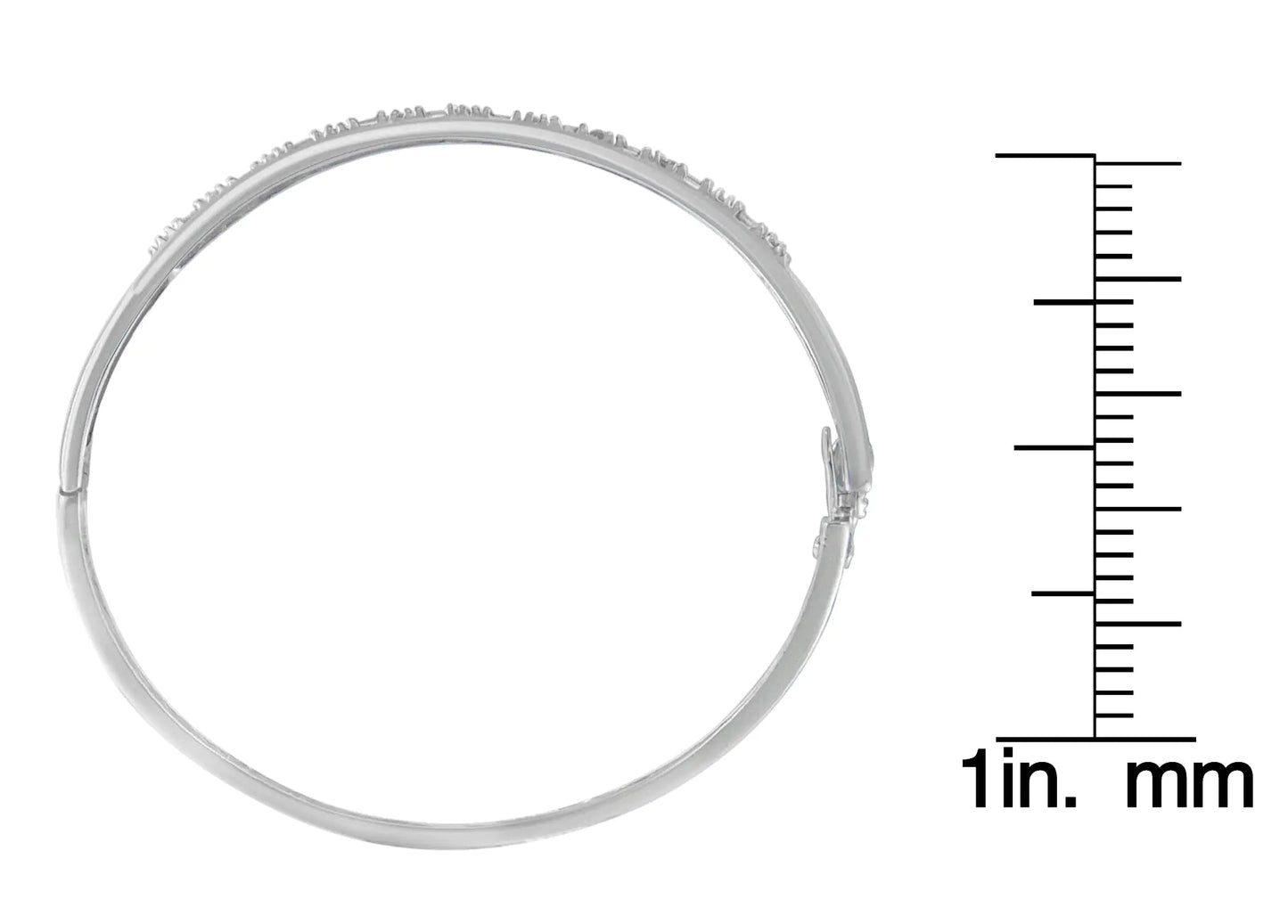 14K White Gold Round And Baguette-cut Diamond Bangle (1 cttw, H-I Color, SI2-I1 Clarity) WEM Support (www.WEM.support)