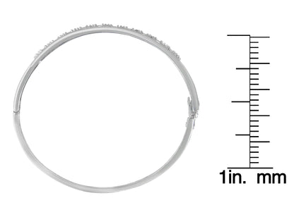 14K White Gold Round And Baguette-cut Diamond Bangle (1 cttw, H-I Color, SI2-I1 Clarity) WEM Support (www.WEM.support)
