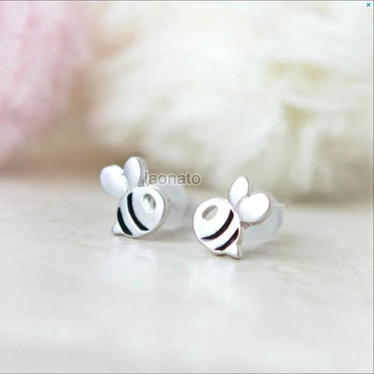 Baby Bee Earrings Variation Gold With Black Accents WEM Support (www.WEM.support)