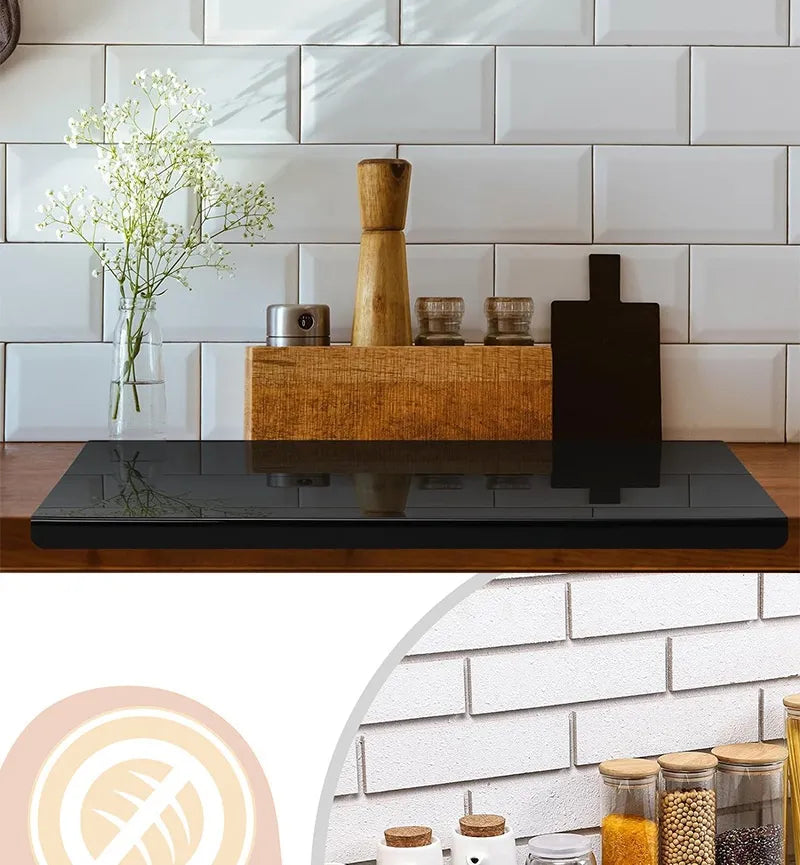 Kitchen Black Acrylic Chopping Board Non-slip WEM Support (www.WEM.support)
