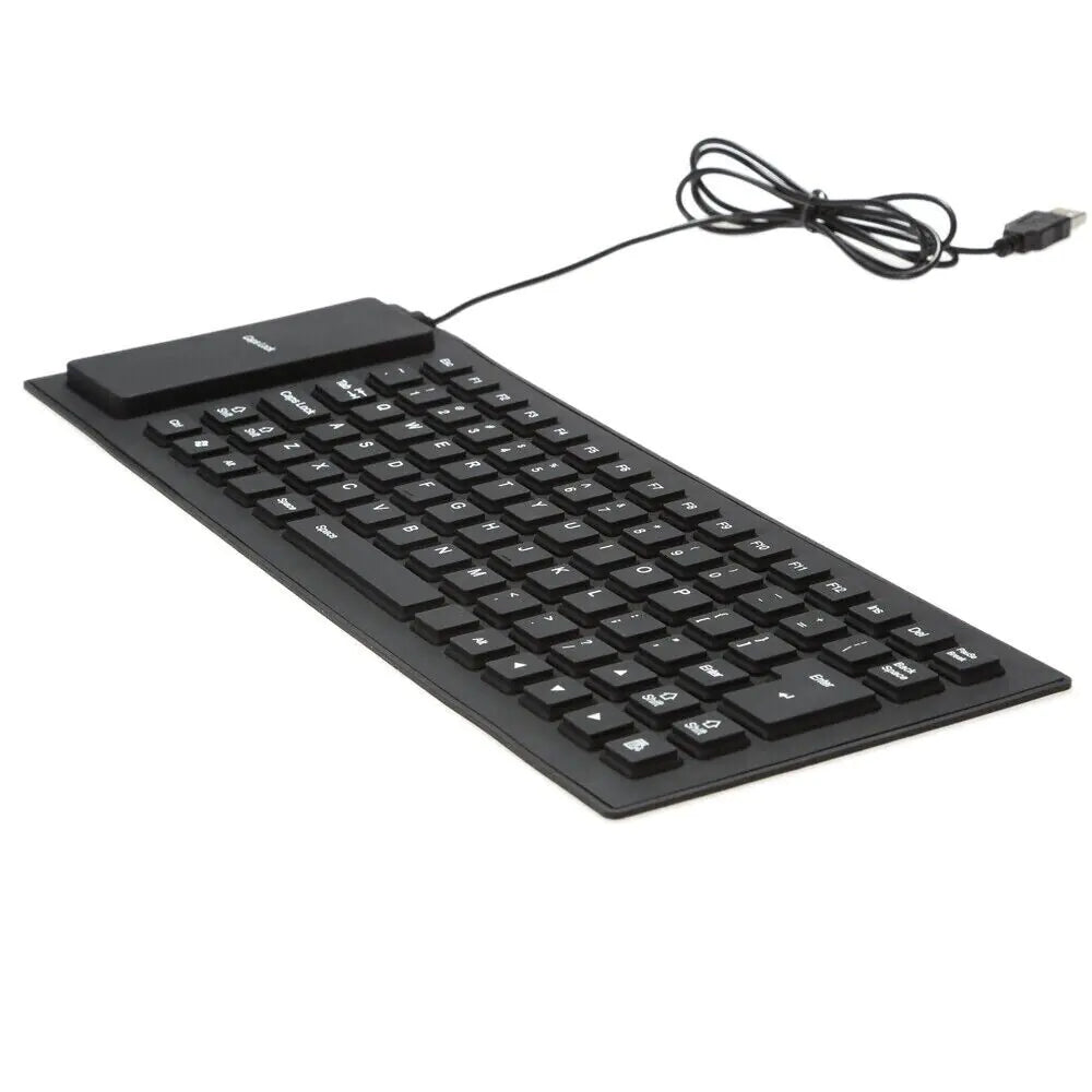 Waterproof Silicone Keyboard Foldable Flexible USB Dustproof DirtProof Full Size WEM Support (www.WEM.support)
