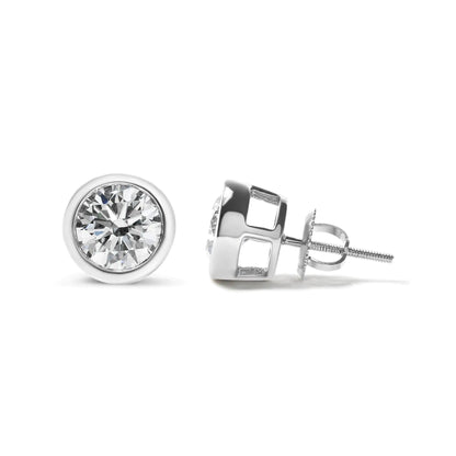 14K White Gold Lab Grown Diamond Screw-Back Classic Bezel Solitaire Stud Earrings (G-H Color, VS2-SI1 Clarity) WEM Support (www.WEM.support)