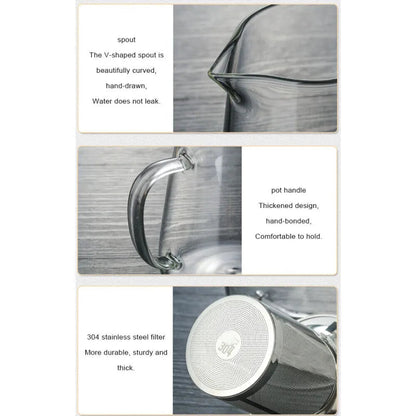 Tetera de Vidrio Transparente Resistente al Calor con Infusor para Café, Té y Hierbas HejK.com