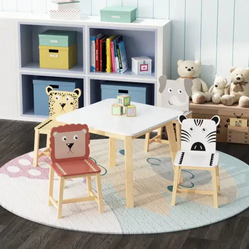 Solid Wood Children's Table And Chair 5-piece Set WEM Support (www.WEM.support)