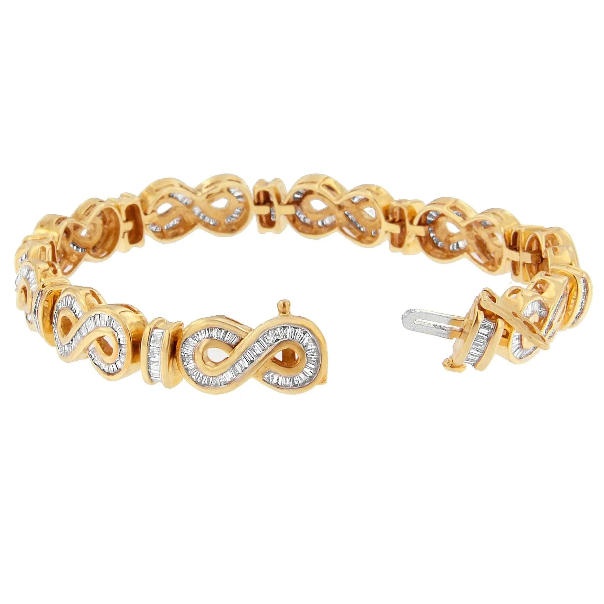 14K Yellow Gold Baguette Cut Diamond Bracelet (4.00 cttw, H-I Color, SI2-I1 Clarity) WEM Support (www.WEM.support)