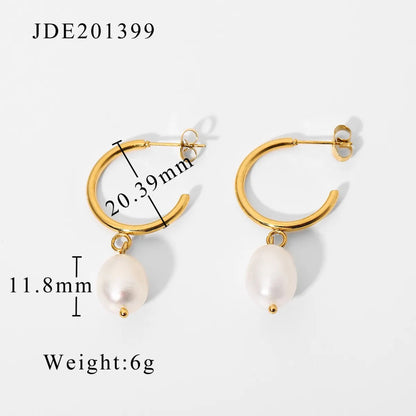 Fashionable Stainless Steel Pearl Earrings HejK.com