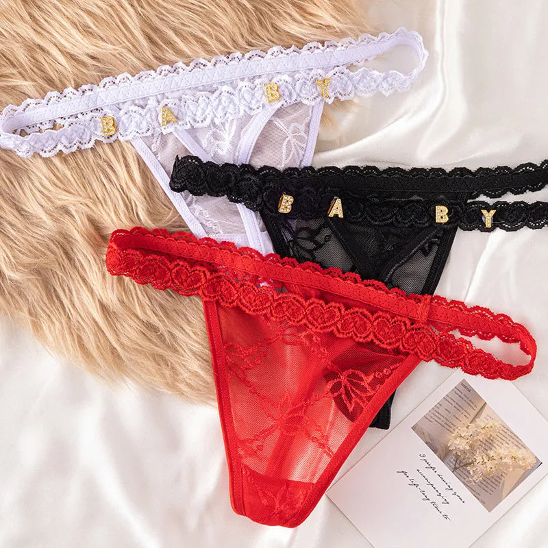 Women's Lace Transparent Rhinestone Letter Shorts WEM Support (www.WEM.support)