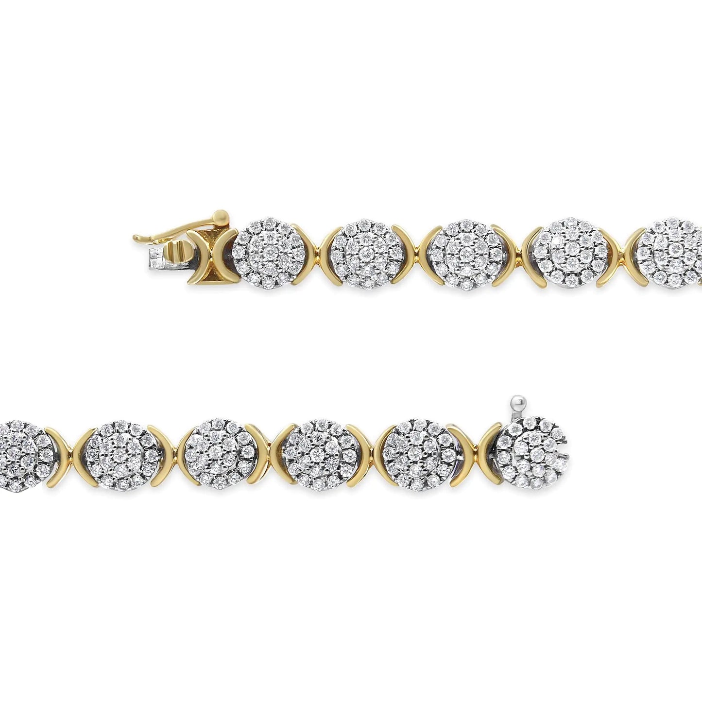 10k Yellow Gold Plated .925 Sterling Silver 5.00 Cttw Lab Grown Round Diamond Cluster Tennis Link Bracelet (G-H Color, VS1-VS2 Clarity) - 7.25" WEM Support (www.WEM.support)