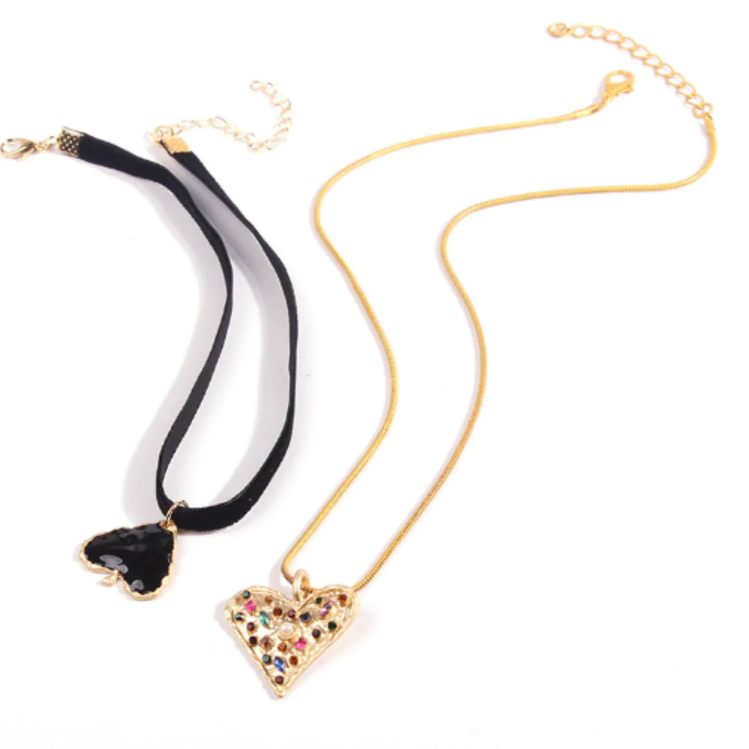 Spade & Heart Necklace Set WEM Support (www.WEM.support)