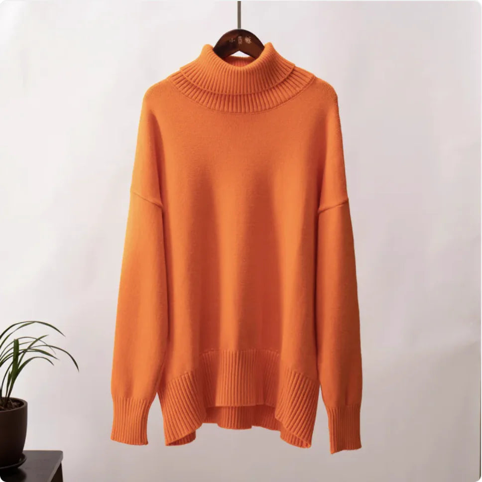 Women's Solid Color Turtleneck Sweater WEM Support (www.WEM.support)