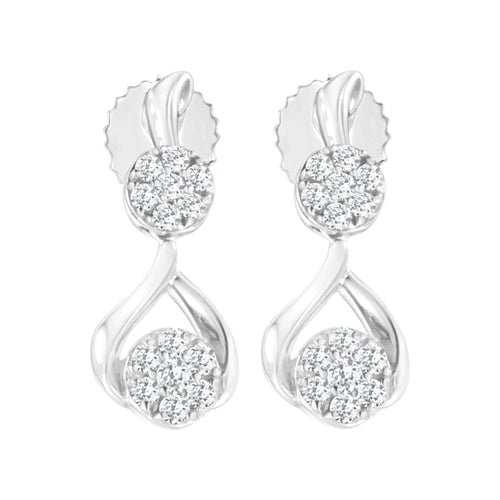 Boucles d'oreilles pendantes en argent sterling plaqué or blanc 10K avec diamants synthétiques de 1/2 carat cttw (Couleur F-G, Clarté VS2-SI1) WEM Support (www.WEM.support)