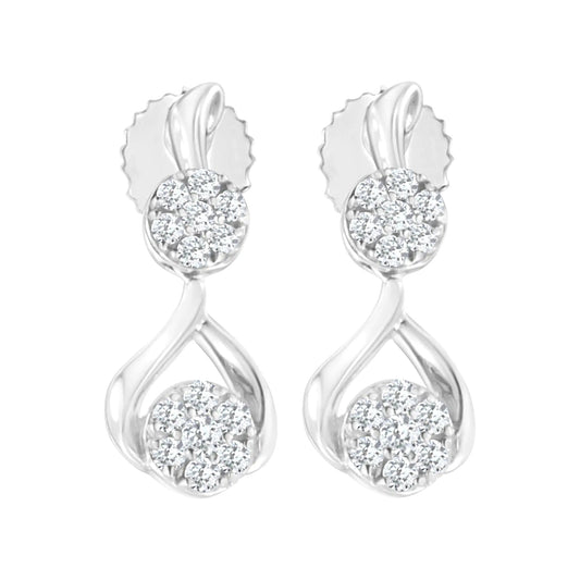 Boucles d'oreilles pendantes en argent sterling plaqué or blanc 10K avec diamants synthétiques de 1/2 carat cttw (Couleur F-G, Clarté VS2-SI1) WEM Support (www.WEM.support)