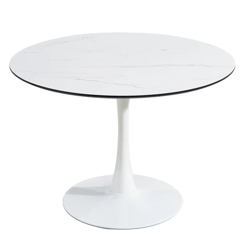 TULIP DINING TABLE ,Dia. 106cm ROUND, WHT, MARBLE WHT, 1pc Per Ctn WEM Support (www.WEM.support)