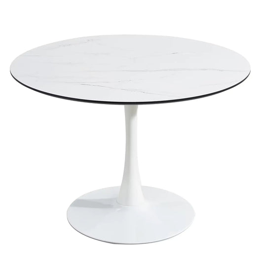 TULIP DINING TABLE ,Dia. 106cm ROUND, WHT, MARBLE WHT, 1pc Per Ctn WEM Support (www.WEM.support)