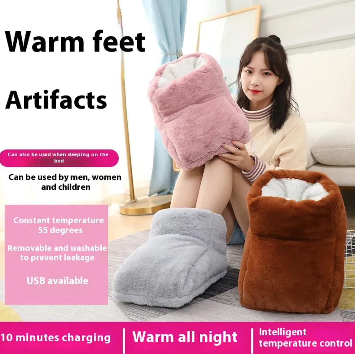 Electric Rabbit Fur Foot Warmer WEM Support (www.WEM.support)