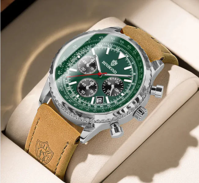 Men's Ultra-Thin Leather Strap Multifunctional Luminous Watch WEM Support (www.WEM.support)