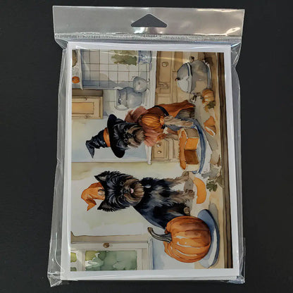 Affenpinscher Fall Kitchen Pumpkins Greeting Cards Pack of 8 WEM Support (www.WEM.support)