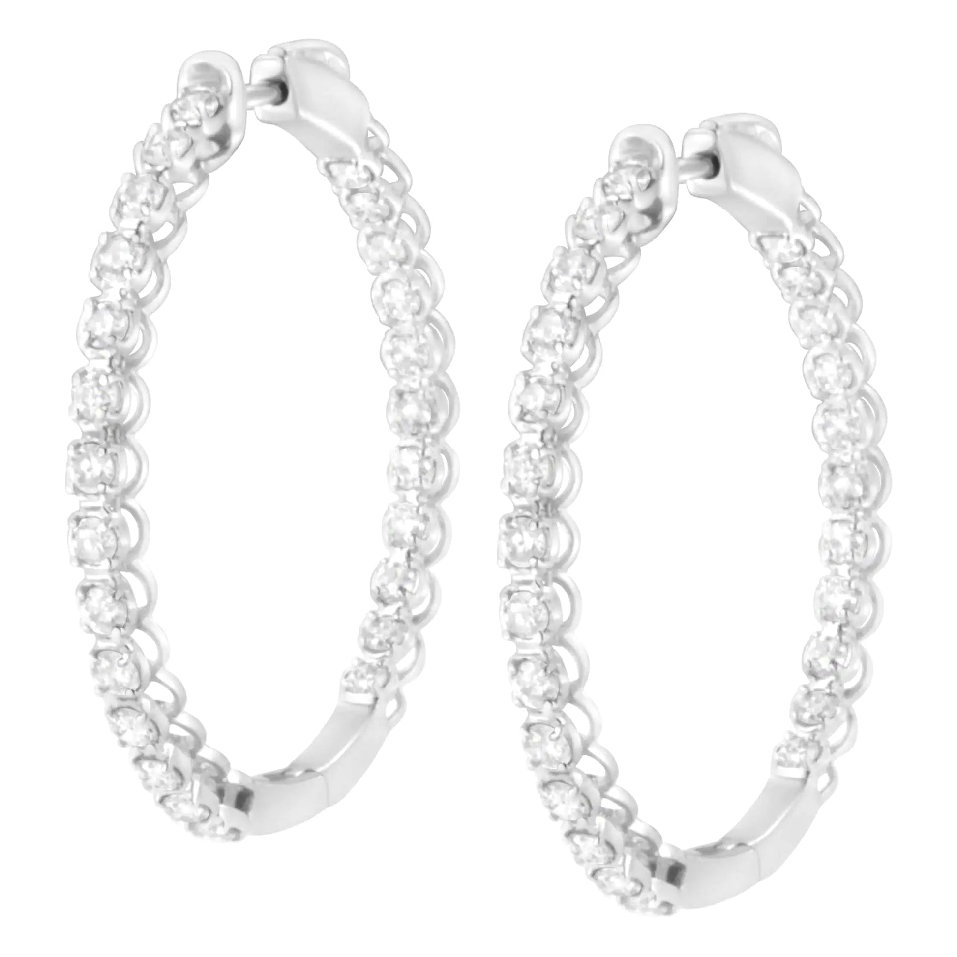 14K White Gold 2 cttw Diamond Hoop Earrings (I-J Clarity, I1-I2 Color) WEM Support (www.WEM.support)