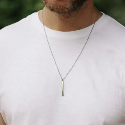 Long Chain Rectangular Pendant Necklace WEM Support (www.WEM.support)