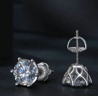 Radiant Moissanite Six - Prong Studs - Catch Cards