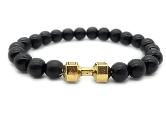 Men's Barbell & Lava Rock Dumbbell Bracelet WEM Support (www.WEM.support)
