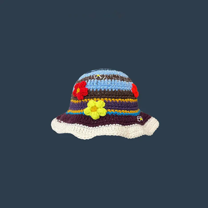 Japanese Retro Hollow Flower Handmade Knitted Bucket Hat HejK.com Marketplace LLC
