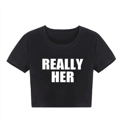 Really Her Cropped T-Shirt - Catch Cards