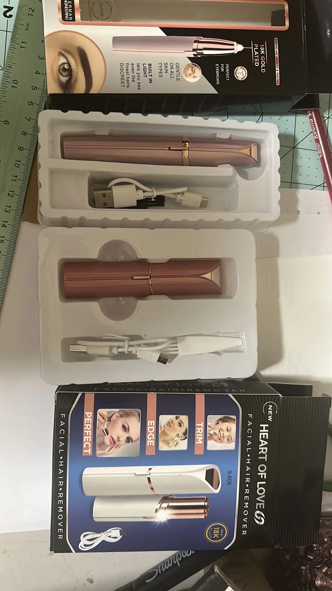 Rechargeable Facial + Eyebrow Hair Removers Set - 2 Pack - Catch Cards