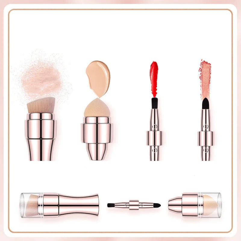 Retractable Metallic Four - in - one Multifunctional Makeup Brush - Catch Cards